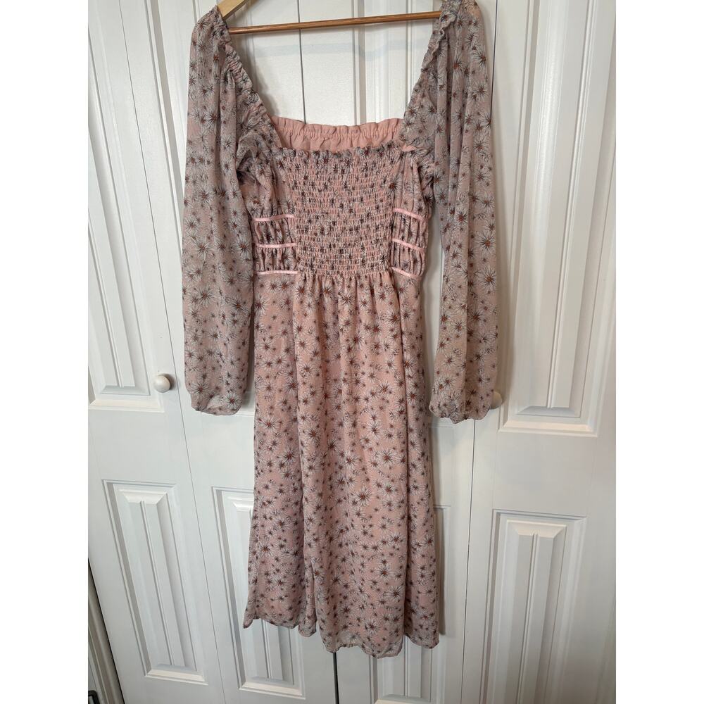 Way Pink FLoral Midi Dress Size Medium - Picture 2 of 9